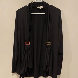 Carolyn Taylor Black Cardigan with gold buckle details